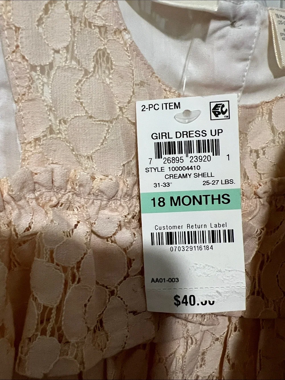 First Impressions Peach Lace Dress and Knit Cardigan Set 18 months size nwt